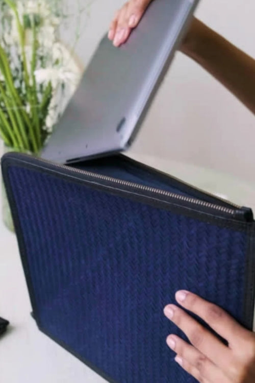 Kadam Haat Handmade Sitalpati Laptop Sleeve  - 13"/16" - Black