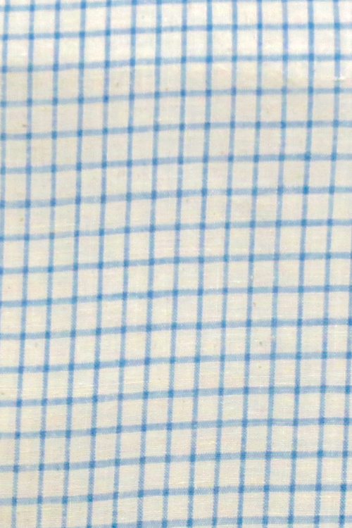 Moralfibre 100% Cotton Handspun Handwoven Blue Organic Checks Fabric (0.50 mtr )
