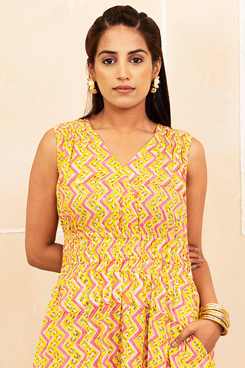 Shuddhi Yellow Tiered Dress