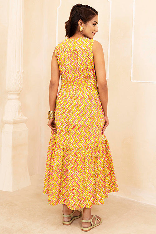 Shuddhi Yellow Tiered Dress