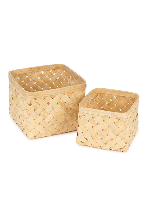 Greenkraftaurea Handcrafted Bamboo Basket - Set Of 2