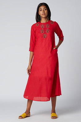 Okhai 'Strength' Embroidered Cotton Dress