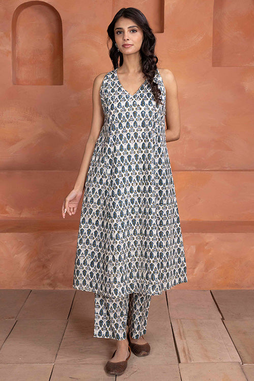 Shuddhi Indigo and Olive 3 Piece Set