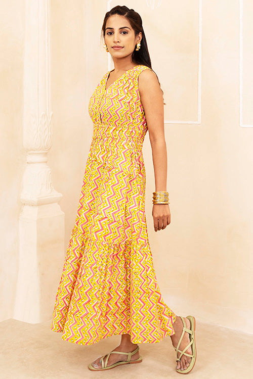 Shuddhi Yellow Tiered Dress