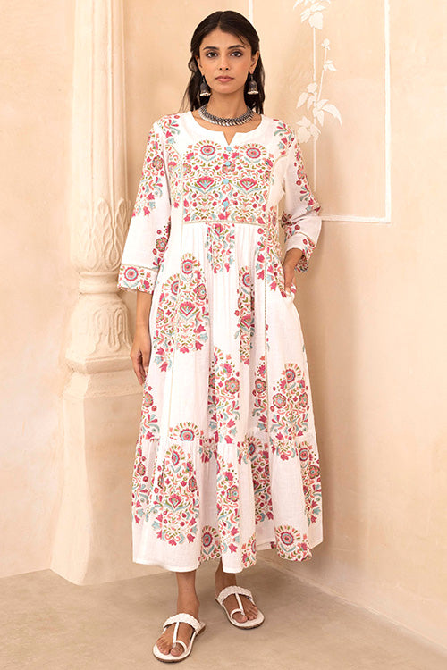 Shuddhi White Mughal Motif Dress