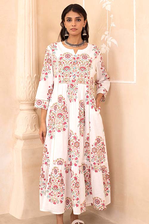 Shuddhi White Mughal Motif Dress