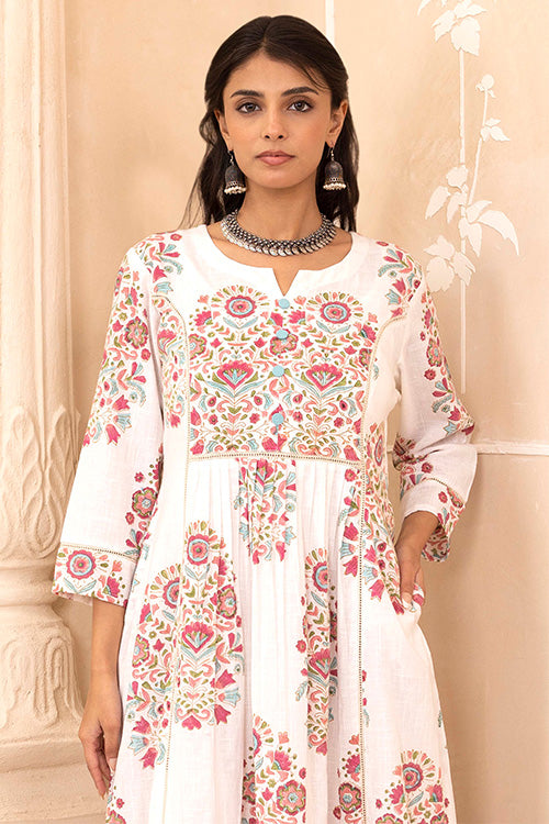 Shuddhi White Mughal Motif Dress
