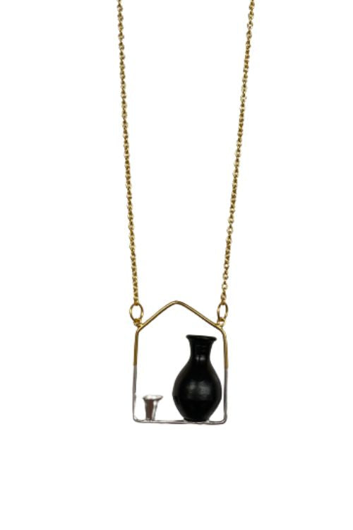 Kabbish'S 'Surahi Frame Pendent' Black Pottery