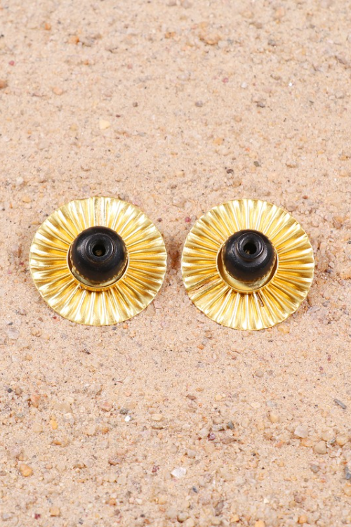 'Kabbish 'Bhavai-Kali Round Studs' Black Pottery, Terracotta, Earrings'