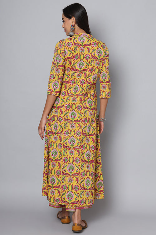 Shuddhi Yellow And Pink Double Dress