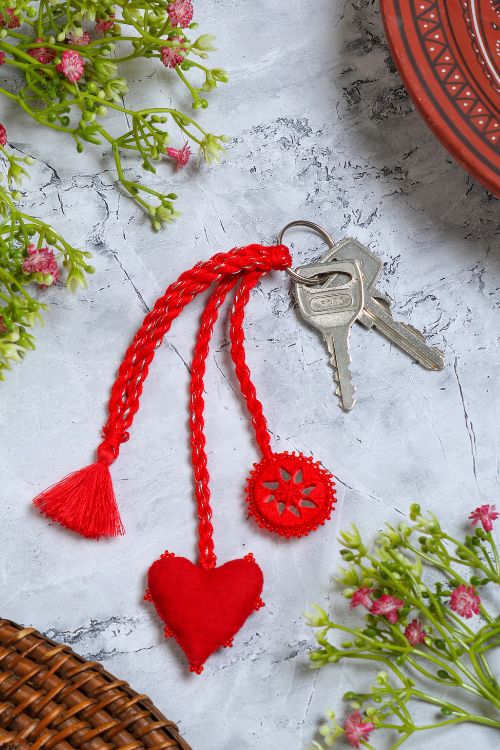 Antarang- Red Keychain. 100% Cotton. Valentine Special. Hand Made By Divyang Rural Women.