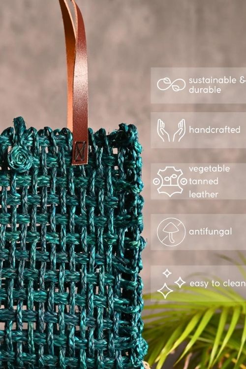 Kadam Haat Kadam Haat - Andmade Sabai Grass Mesh Bag - (Indigo)
