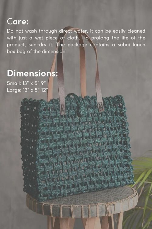 Kadam Haat Kadam Haat - Andmade Sabai Grass Mesh Bag - (Indigo)