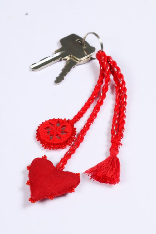 Antarang- Red Keychain. 100% Cotton. Valentine Special. Hand Made By Divyang Rural Women.
