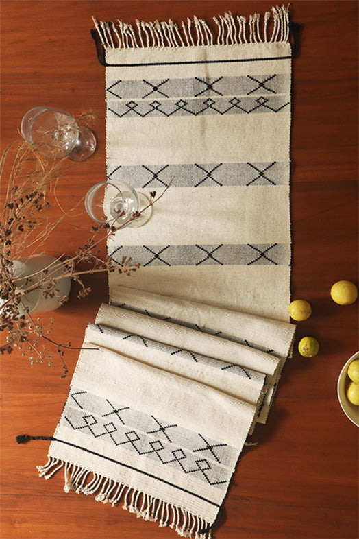 Okhai "Milak" Handwoven Pure Cotton Table Runner