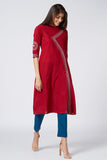 Okhai 'Red Ruby' Embroidered Cotton Kurta | Relove