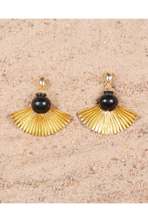 'Kabbish 'Bhavai-Kali Statement Earring' Black Pottery, Terracotta'