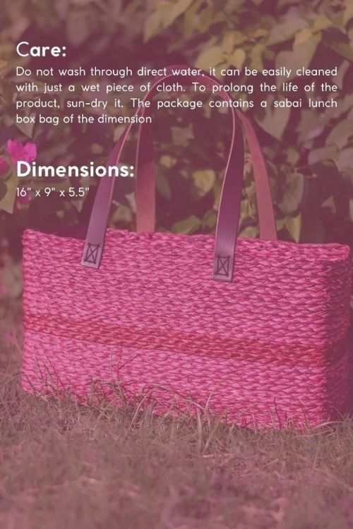 Kadam Haat Handmade Sabai Grass Shopping Bag - Red