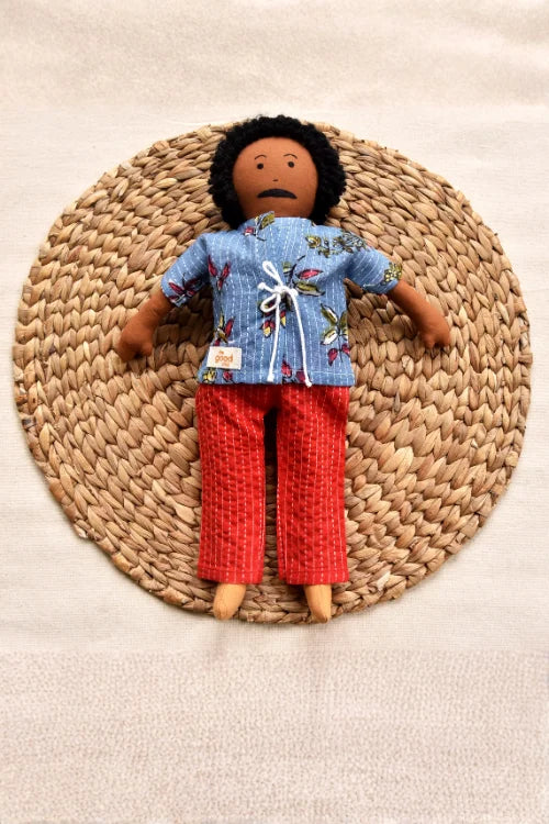 The Good Doll Nilah'S Appa 12 Inch Boy Doll Blue Shirt