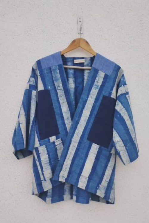 Patch Over Patch Indigo Stripe Jacket – Okhaistore