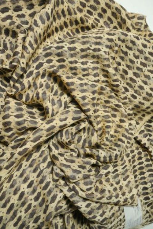 Creative Bee Natural Dye Block Print Tussar Fabric - Halda And Black
