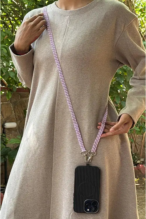 Antarang- Purple-Pink- Multi Use Handcrafted Beaded Mobile String With Attachment- Phone, Clutch & Sling Strap