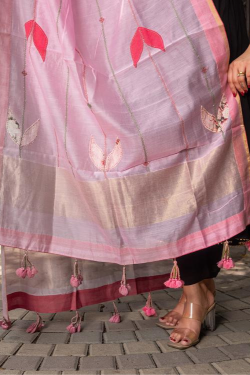 Craftroots Patchwork With Hanging Tassels Dupatta