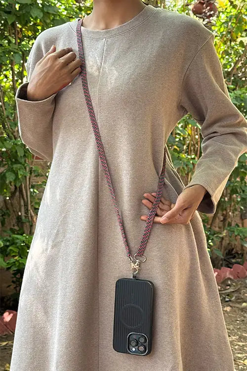 Antarang- Pink-Green- Multi Use Handcrafted Beaded Mobile String With Attachment- Phone, Clutch & Sling Strap