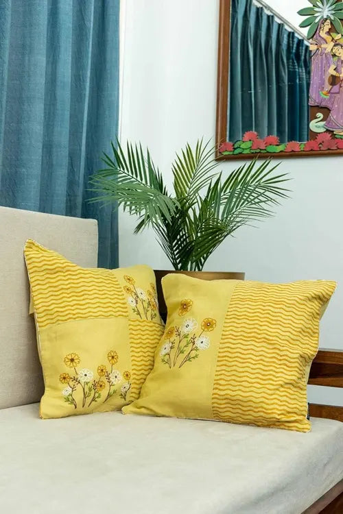Craftroots  Aari Floral Embroidered Cushion Cover Set Of 2