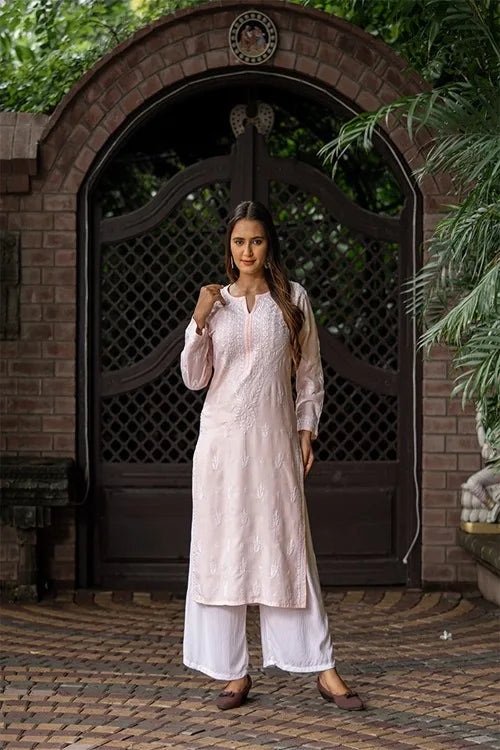 Craftroots Chikankari Yoke Long Kurta