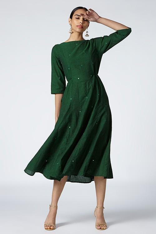 Okhai 'Emerald' Embroidered Cotton Dress