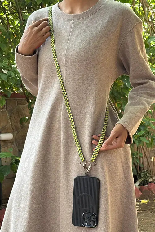 Antarang- Yellow-Blue- Multi Use Handcrafted Beaded Mobile String With Attachment- Phone, Clutch & Sling Strap