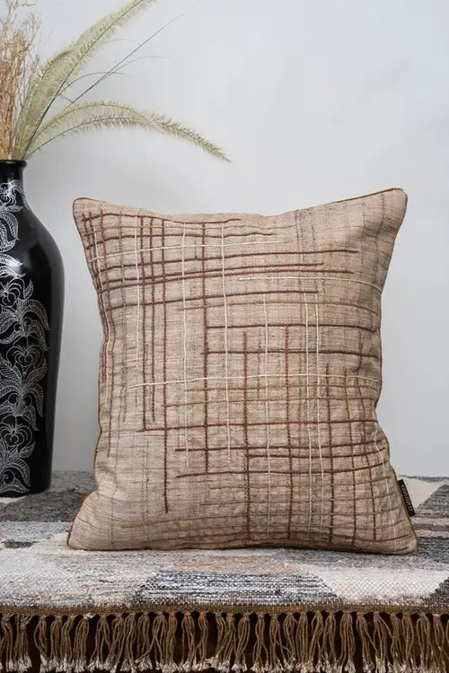 Craftroots Ivory  Silk Cushion Cover