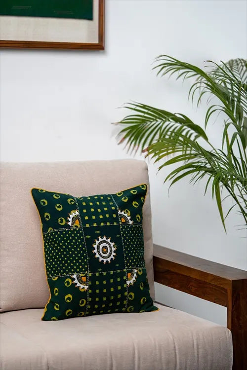 Craftroots Block Printed Sun Flower Cushion Cover