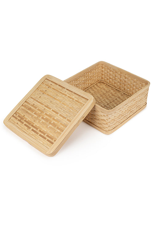 Greenkraftsora Handcrafted Bamboo Square Box - Set Of 3