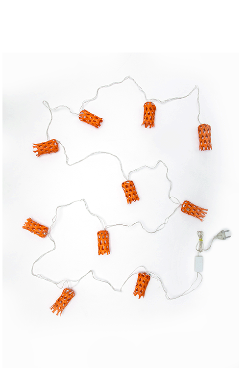 Greenkraft Bell Handcrafted bamboo Orange String Light