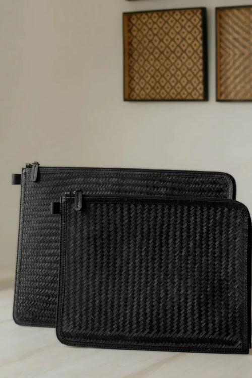 Kadam Haat Handmade Sitalpati Laptop Sleeve  - 13"/16" - Black