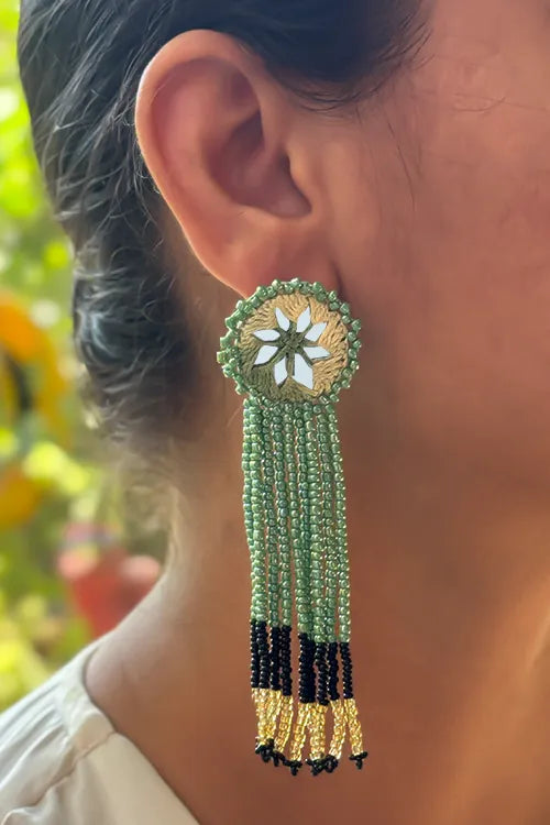 Antarang- Jil-Mil Earrings- Shaded Green