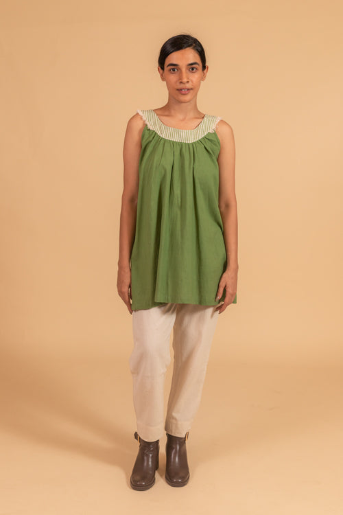 Moralfibre Sleevless Circurlar Top From " Shapes Collection - Moss Green