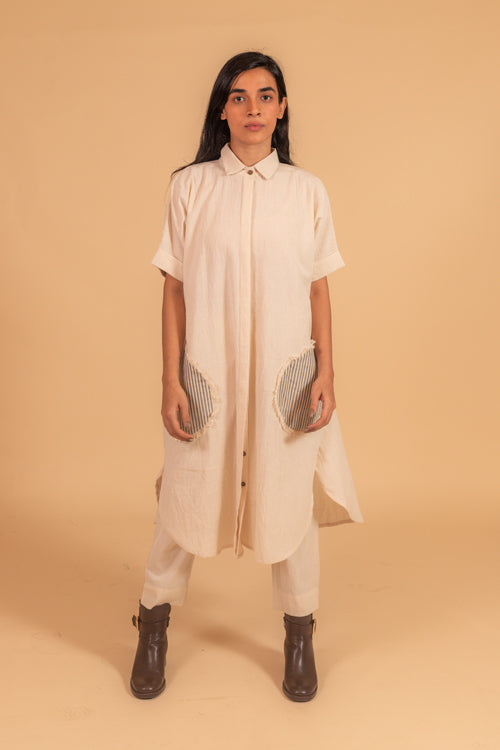 Moralfibre Beach Dress With Patch Pockets In Kora Fabric From "Shapes Collection "