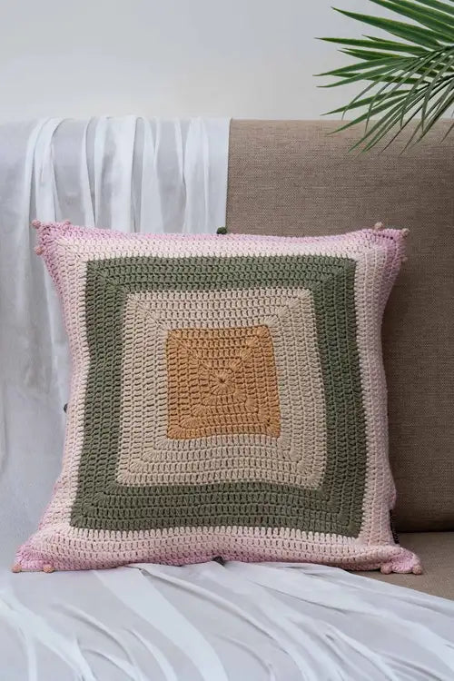 Craftroots Artisan Floral Applique Cotton Cushion Cover