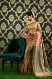 Tassar Handloom Banarasi Pure Silk/Cotton Kadwa Scurt Saree
