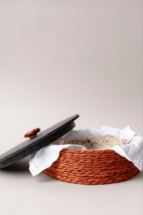 Handmade Sabai Grass Roti Box - Orange