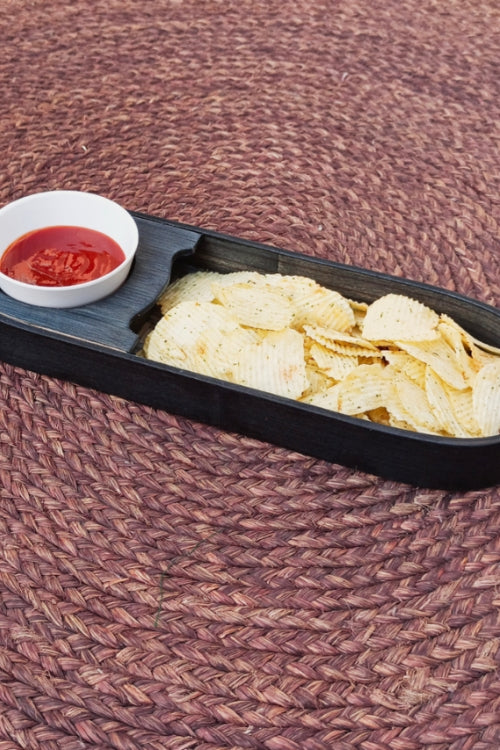 Kadam Haat Handmade Bamboo Chip & Dip (Black)