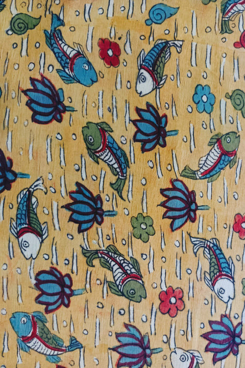 Creative Bee 'LEONA' Natural Dye Hand-Painted Kalamkari Cotton Fabric