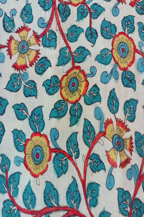 Creative Bee 'ANTHOS' Natural Dye Hand-Painted Kalamkari Cotton Fabric