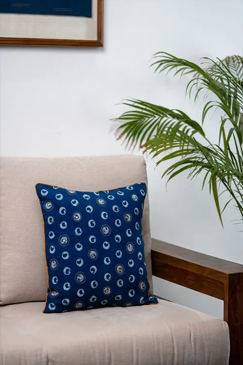 Craftroots Block Printed Polo Rings Cushion Cover
