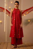 Helios Embroidered Red Kurti Pant Set With Dupatta Online