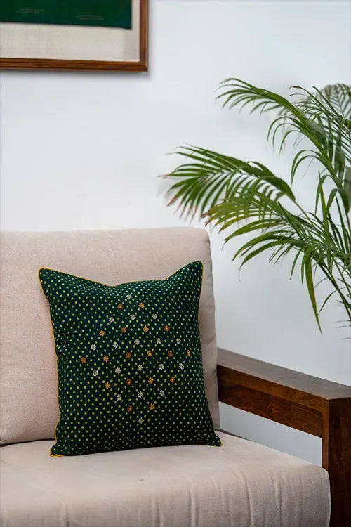 Craftroots Handcrafted Lazy Polka Dots Cushion Cover