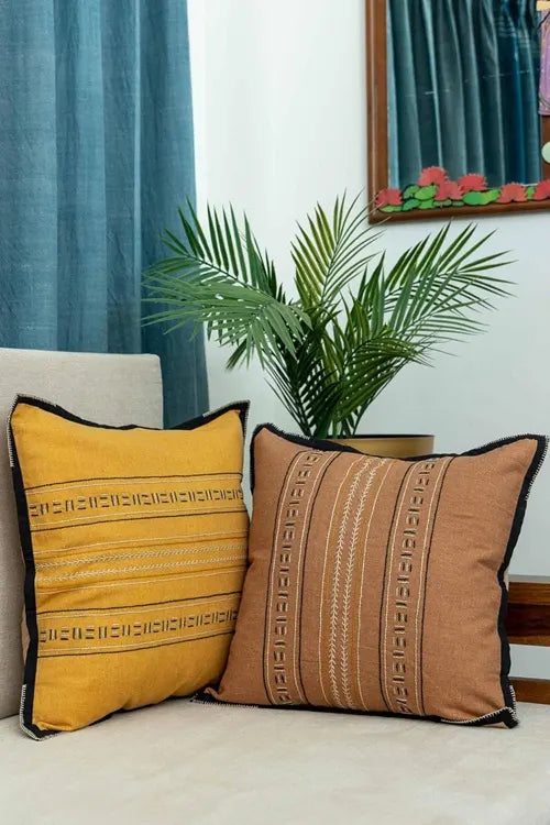 Craftroots Rust Handcrafted & Handwoven Artisan Cushion Cover Set Of 2